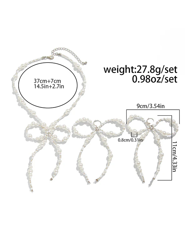 Bowknot Drop Earrings + Necklaces Accessories - Image 12