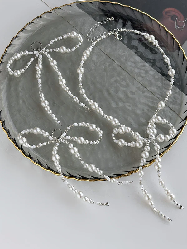 Bowknot Drop Earrings + Necklaces Accessories - Image 6