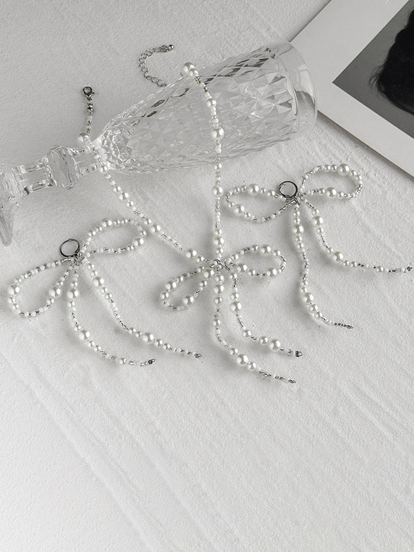 Bowknot Drop Earrings + Necklaces Accessories - Image 7