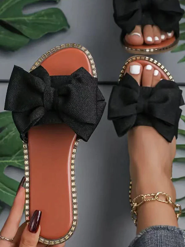 Bowknot Open Toe Split-Joint Slippers - Image 11