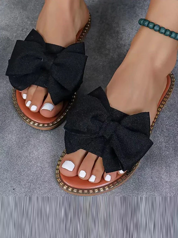 Bowknot Open Toe Split-Joint Slippers - Image 12