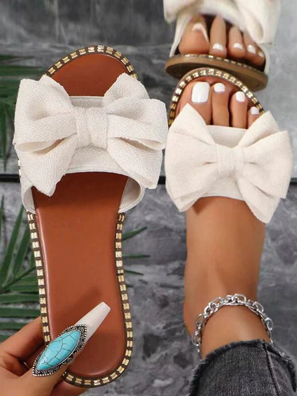 Bowknot Open Toe Split-Joint Slippers - Image 5
