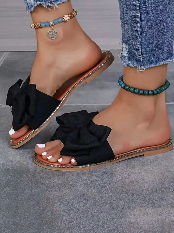 Bowknot Open Toe Split-Joint Slippers - Image 9