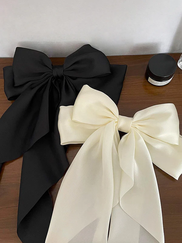 Bowknot Pleated Solid Color French Barrette Hair Accessories - Image 2