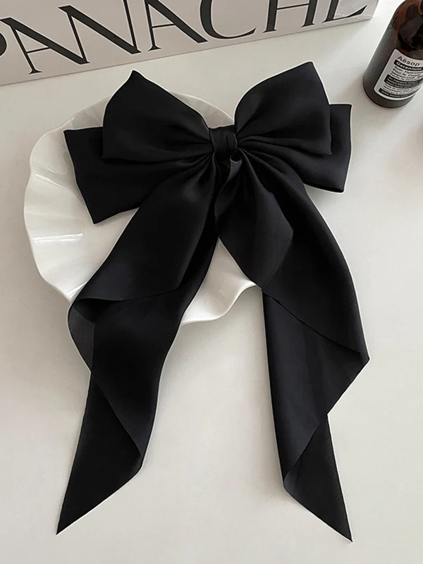 Bowknot Pleated Solid Color French Barrette Hair Accessories - Image 4