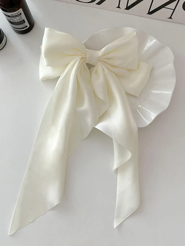 Bowknot Pleated Solid Color French Barrette Hair Accessories - Image 5