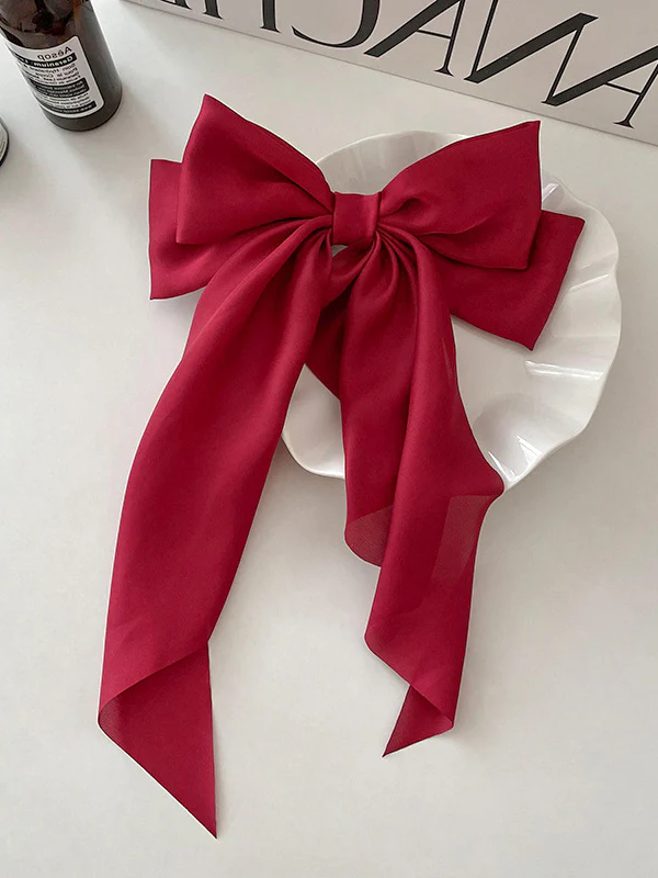 Bowknot Pleated Solid Color French Barrette Hair Accessories - Image 6