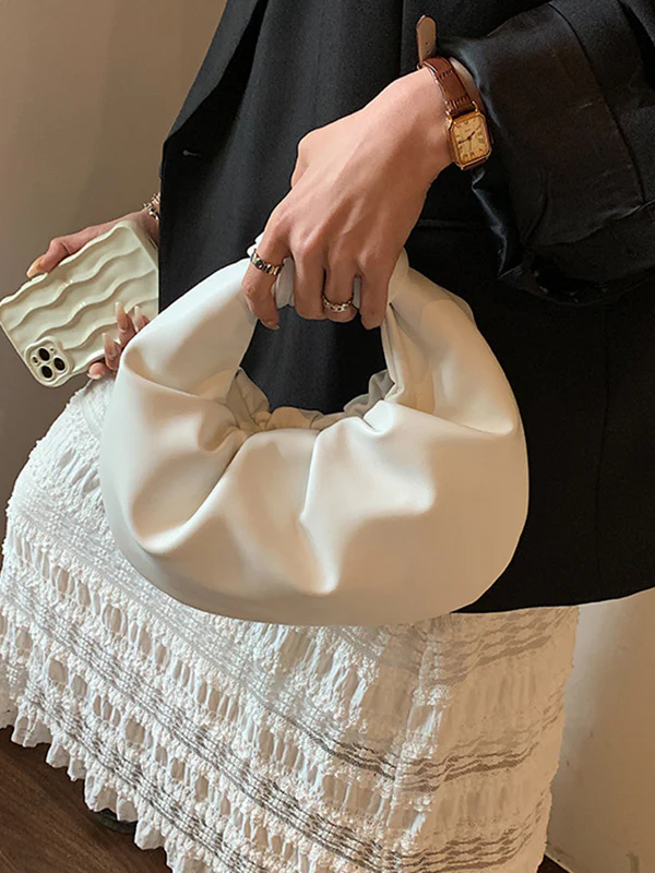 Bowknot Pleated Solid Color Handbags Accessories - Image 13
