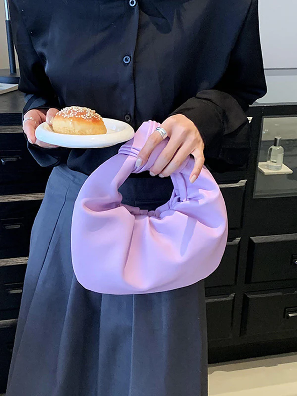 Bowknot Pleated Solid Color Handbags Accessories - Image 14