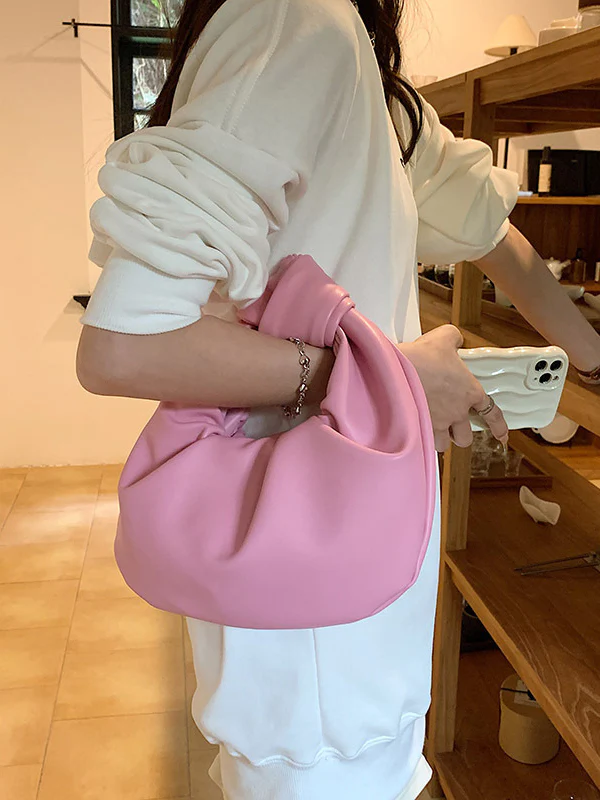 Bowknot Pleated Solid Color Handbags Accessories - Image 16