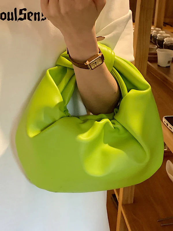 Bowknot Pleated Solid Color Handbags Accessories - Image 2