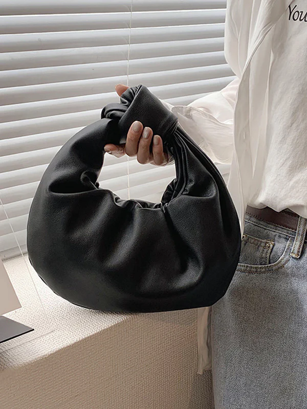 Bowknot Pleated Solid Color Handbags Accessories - Image 3