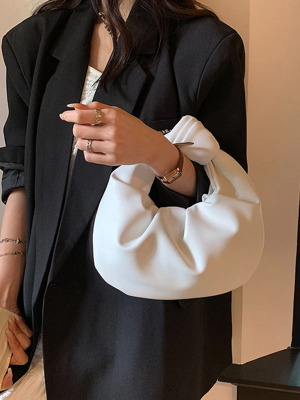 Bowknot Pleated Solid Color Handbags Accessories - Image 4
