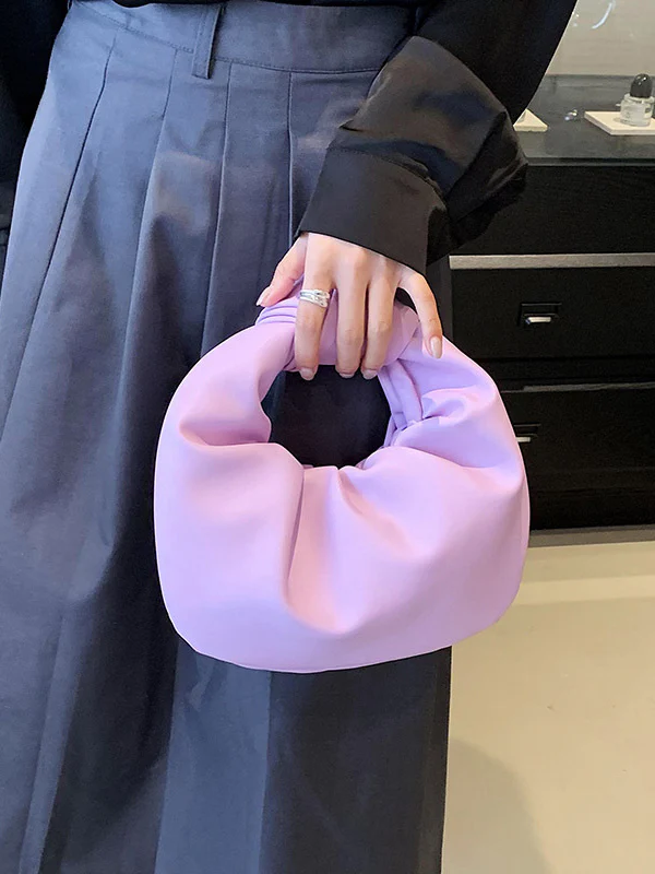 Bowknot Pleated Solid Color Handbags Accessories - Image 5