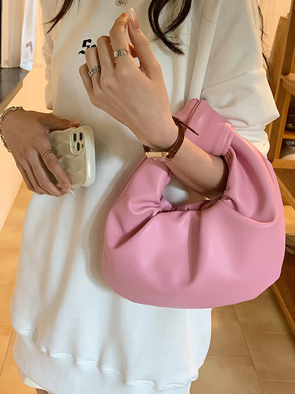 Bowknot Pleated Solid Color Handbags Accessories - Image 6
