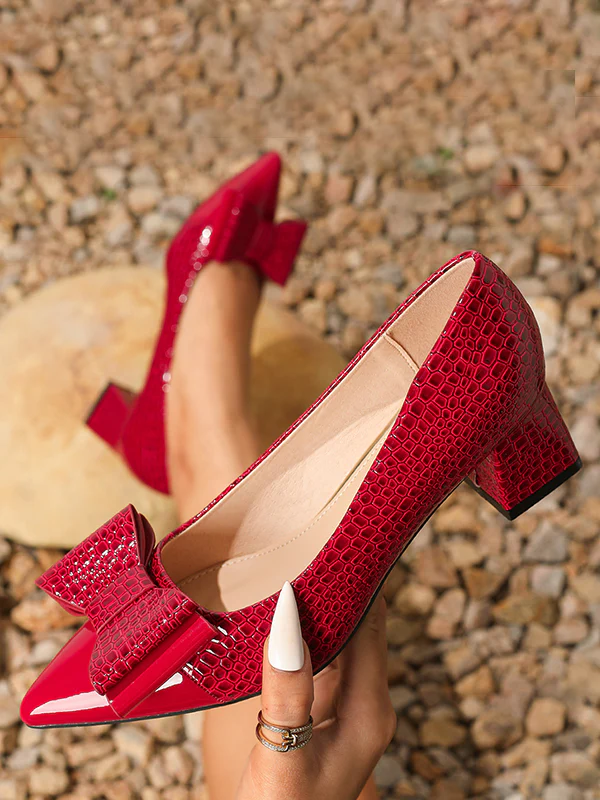 Bowknot Pointed-Toe Shiny Pumps - Image 12
