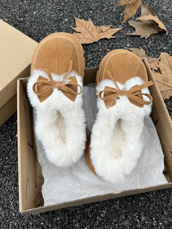Bowknot Round-Toe Split-Joint Platform Shoes Slippers&Mules - Image 11