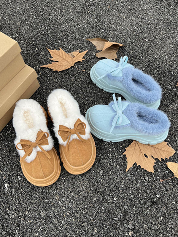 Bowknot Round-Toe Split-Joint Platform Shoes Slippers&Mules - Image 13