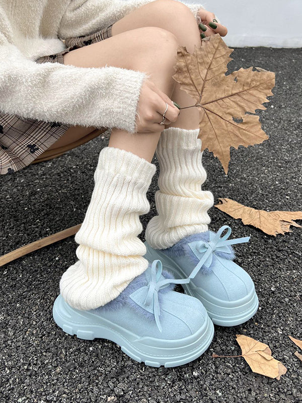 Bowknot Round-Toe Split-Joint Platform Shoes Slippers&Mules - Image 2