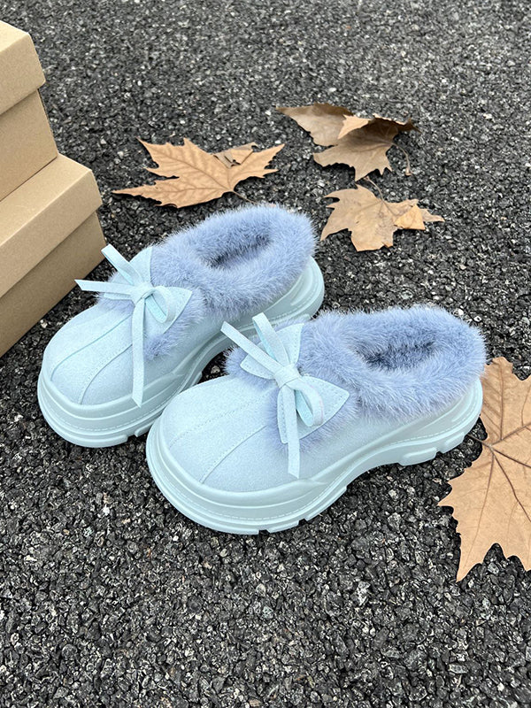 Bowknot Round-Toe Split-Joint Platform Shoes Slippers&Mules - Image 7