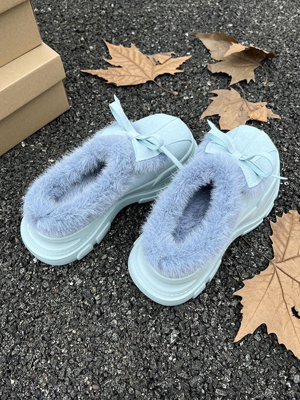 Bowknot Round-Toe Split-Joint Platform Shoes Slippers&Mules - Image 8