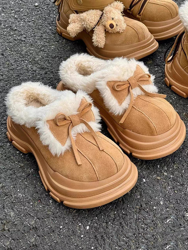 Bowknot Round-Toe Split-Joint Platform Shoes Slippers&Mules - Image 9