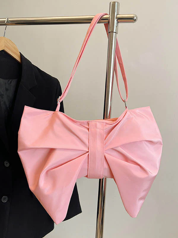 Bowknot Solid Color Zipper Shoulder Bags - Image 10