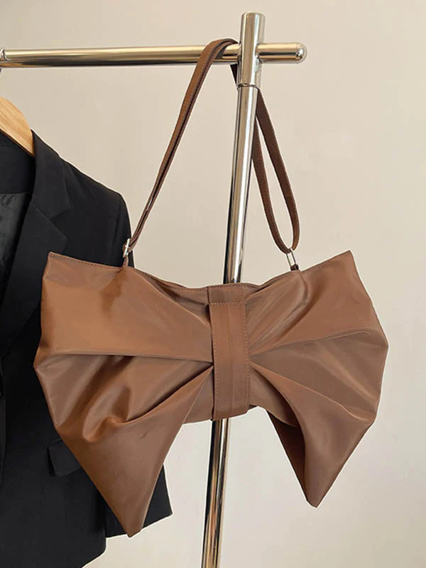 Bowknot Solid Color Zipper Shoulder Bags - Image 11