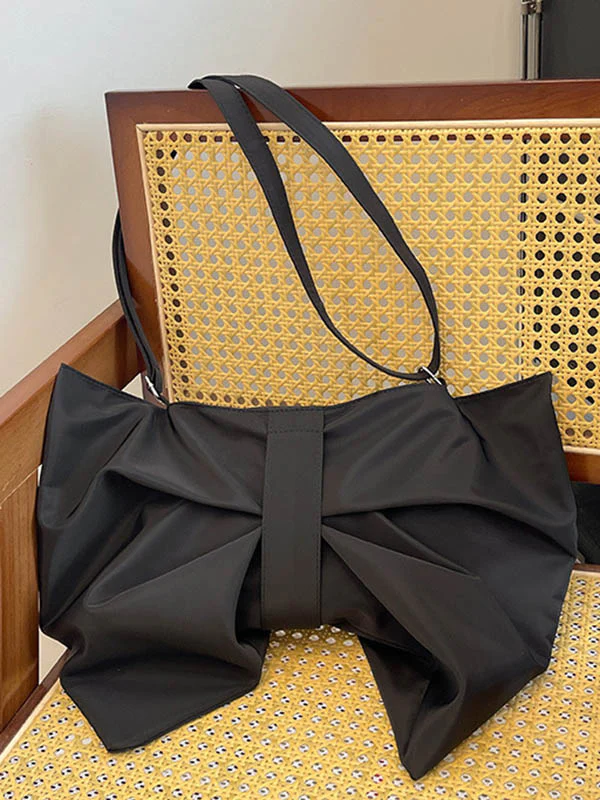 Bowknot Solid Color Zipper Shoulder Bags - Image 12