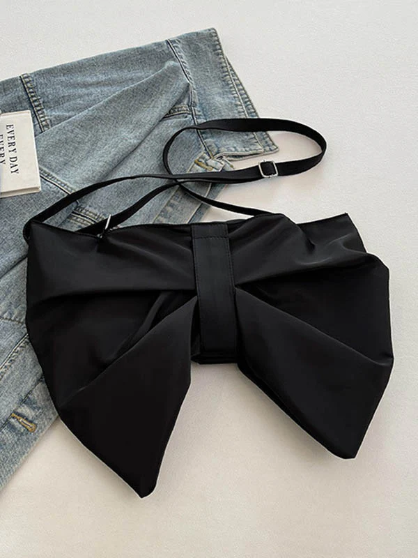 Bowknot Solid Color Zipper Shoulder Bags - Image 13