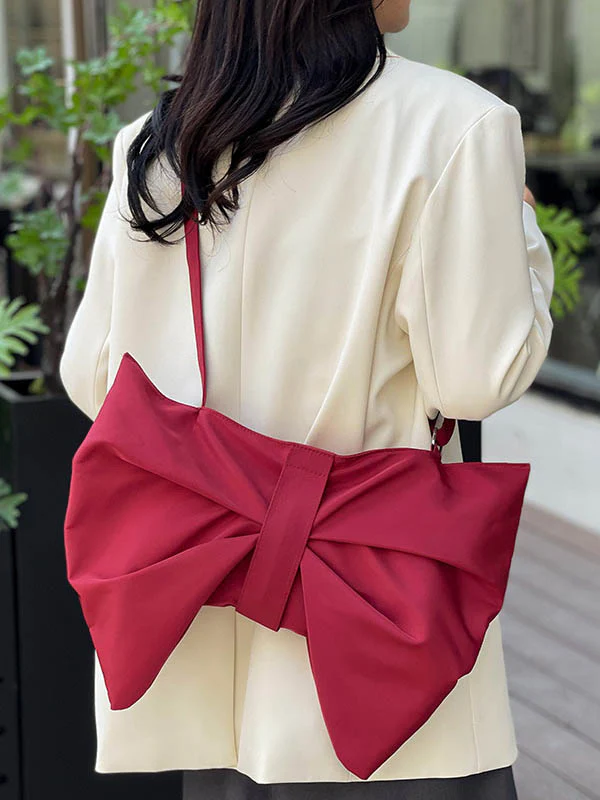 Bowknot Solid Color Zipper Shoulder Bags - Image 2