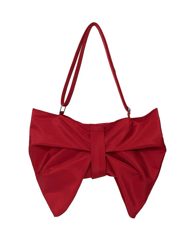 Bowknot Solid Color Zipper Shoulder Bags - Image 21