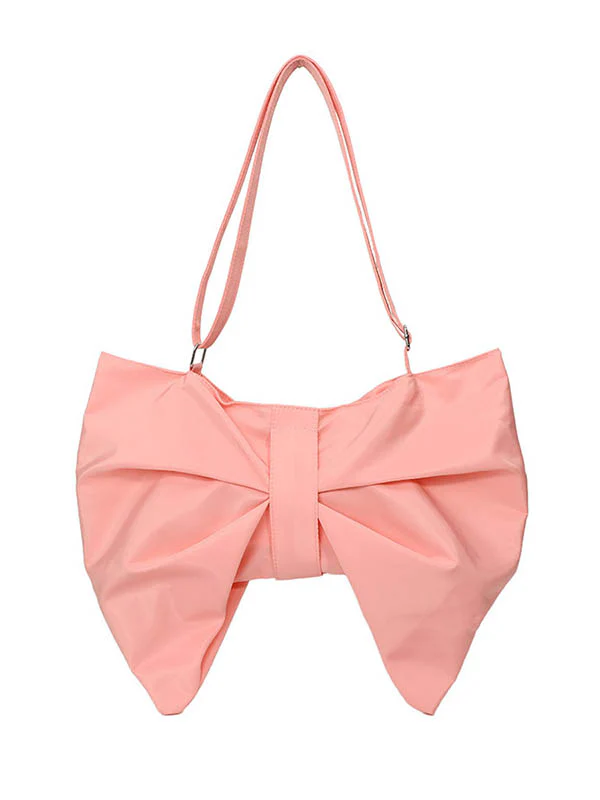 Bowknot Solid Color Zipper Shoulder Bags - Image 23