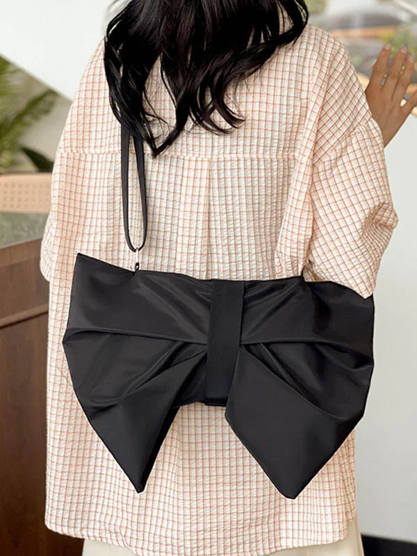 Bowknot Solid Color Zipper Shoulder Bags - Image 5
