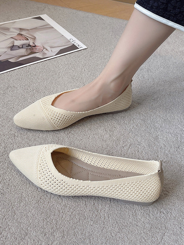 Breathable Hollow Solid Color Flat Shoes - Image 2