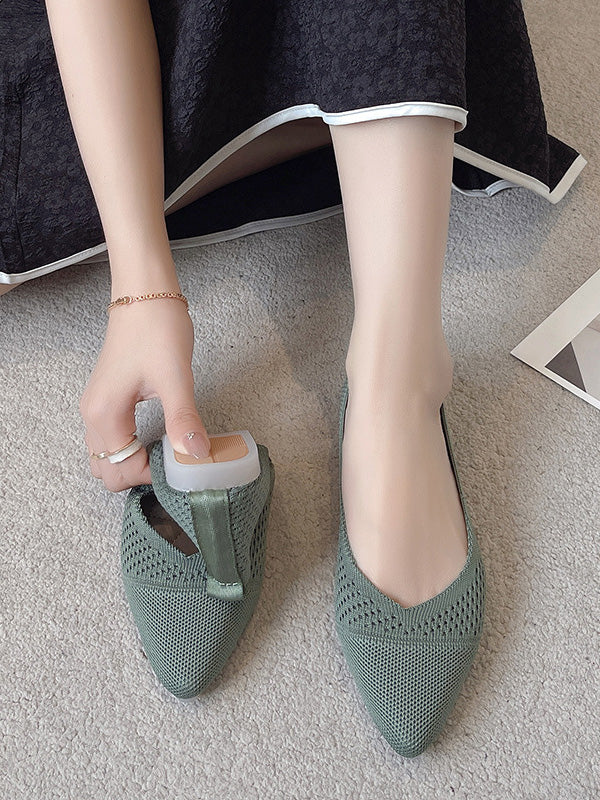 Breathable Hollow Solid Color Flat Shoes - Image 3