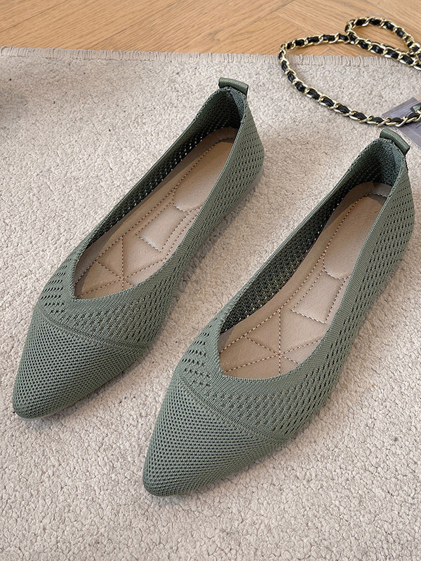 Breathable Hollow Solid Color Flat Shoes - Image 8