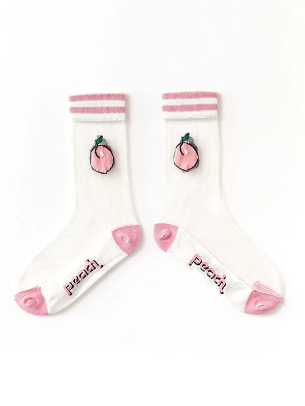 Breathable Letter Print See-Through Split-Joint Striped Sweat-Absorbing Socks Accessories - Image 4