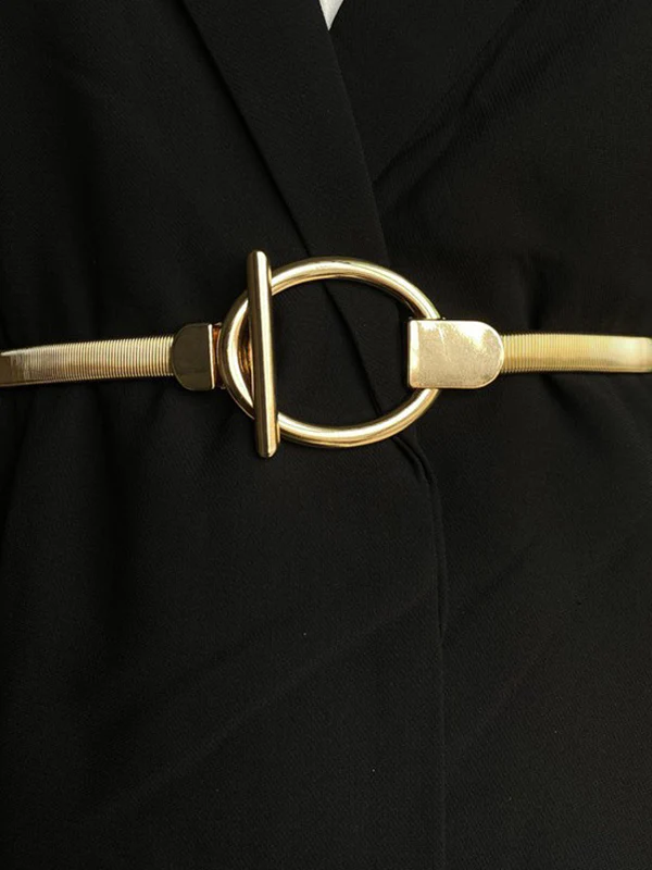 Buckle Geometric Pleated Solid Color Belts - Image 3