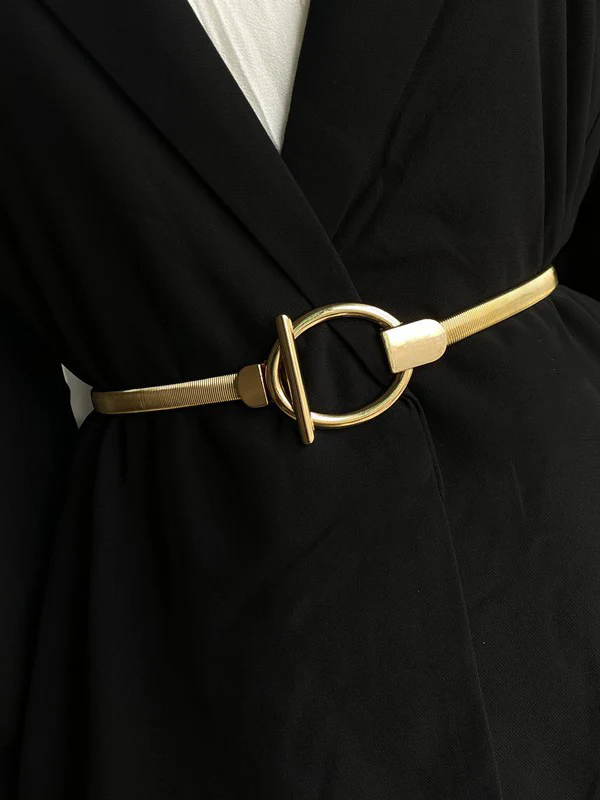 Buckle Geometric Pleated Solid Color Belts - Image 4