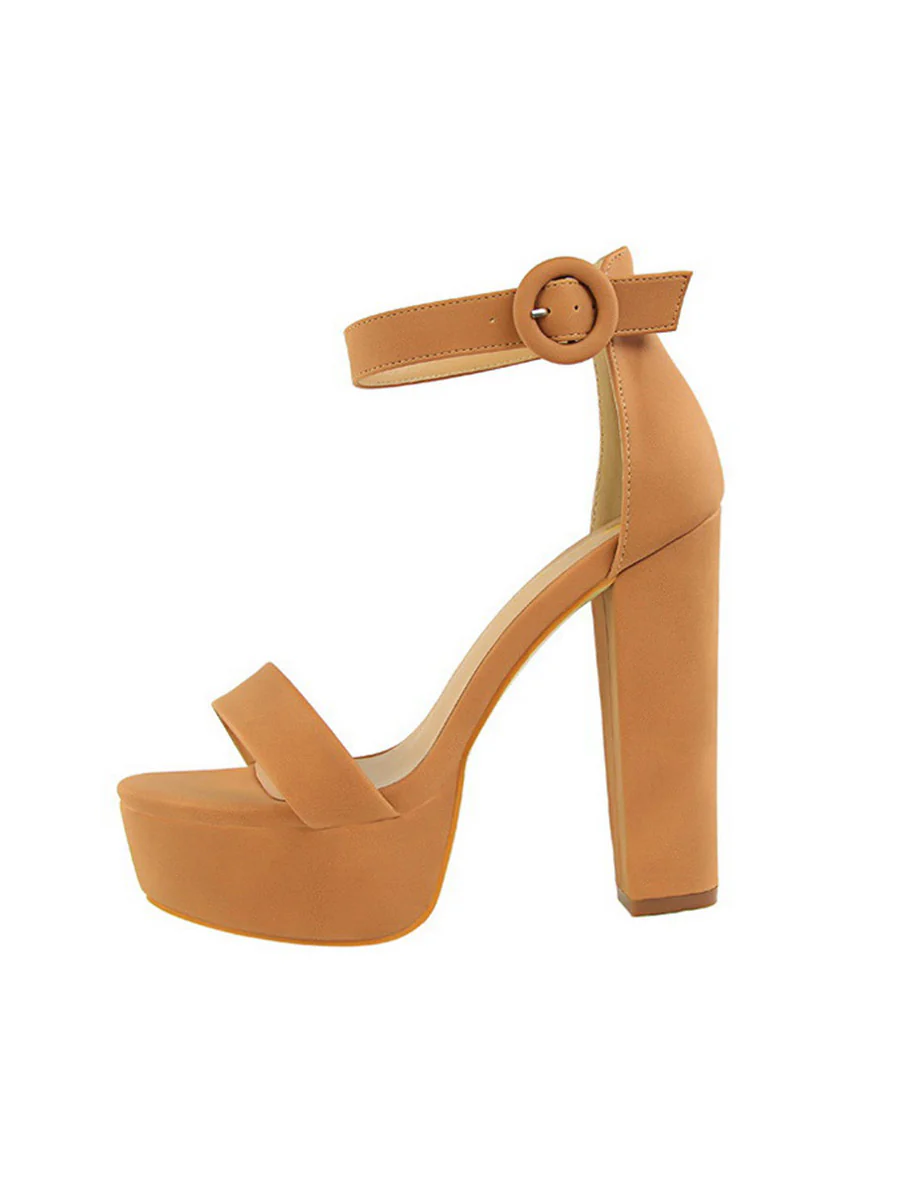 Buckle Peep-Toe Split-Joint Pumps Sandals - Image 12