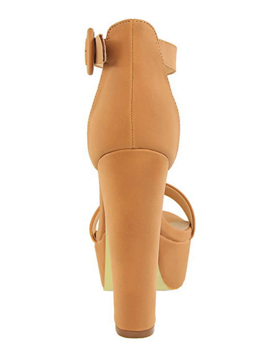 Buckle Peep-Toe Split-Joint Pumps Sandals - Image 13