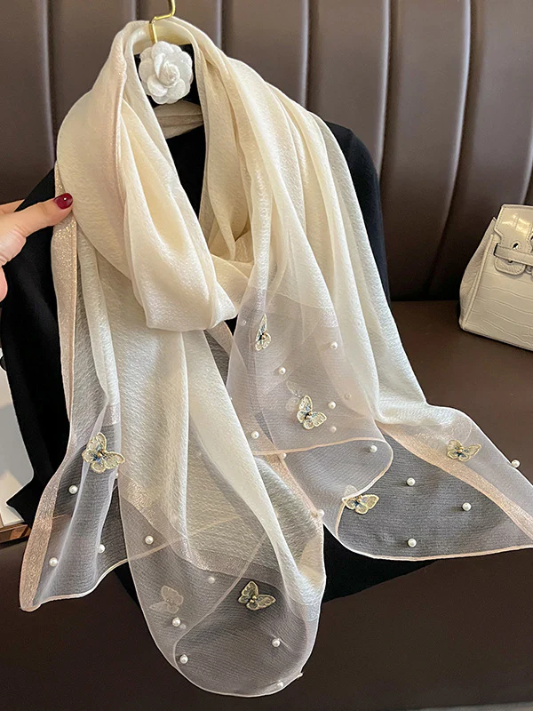 Butterfly Shape Applique Beaded Keep Warm Scarf - Image 10