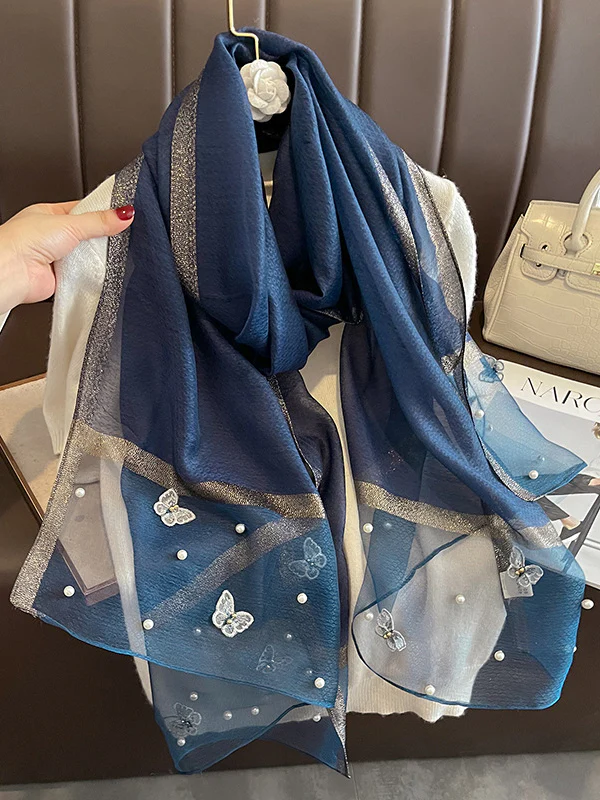 Butterfly Shape Applique Beaded Keep Warm Scarf - Image 12