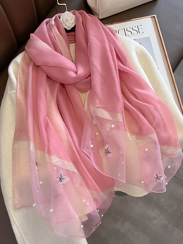 Butterfly Shape Applique Beaded Keep Warm Scarf - Image 14