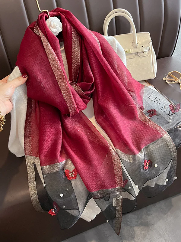 Butterfly Shape Applique Beaded Keep Warm Scarf - Image 16