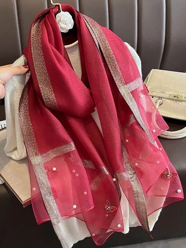Butterfly Shape Applique Beaded Keep Warm Scarf - Image 17