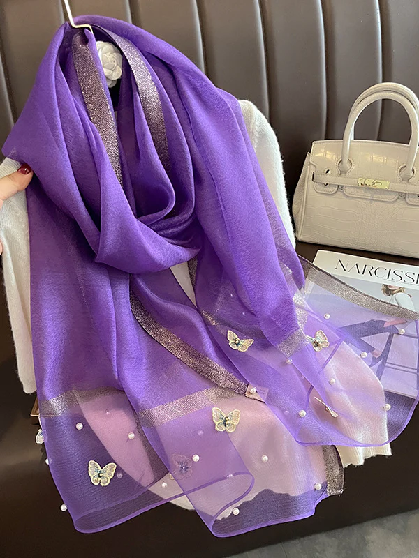 Butterfly Shape Applique Beaded Keep Warm Scarf - Image 18