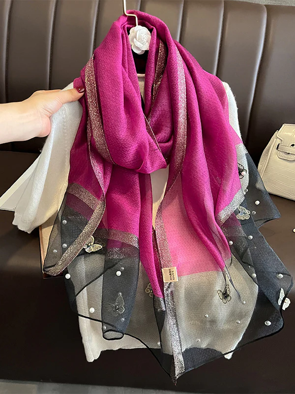 Butterfly Shape Applique Beaded Keep Warm Scarf - Image 19
