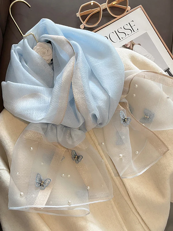 Butterfly Shape Applique Beaded Keep Warm Scarf - Image 20